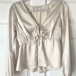 Satin Long-Sleeve Blouse